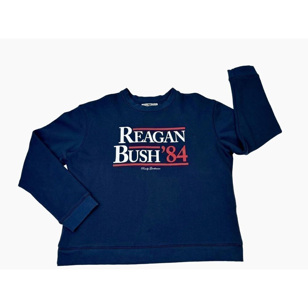 Rowdy Gentleman Reagan Bush 1984 Red White Blue Crewneck Sweatshirt Mens Size XL
